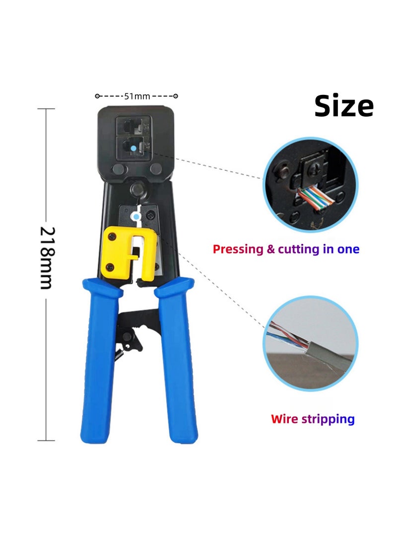Through-Hole Cable Pliers, Multifunctional Punch-Down Crimping Tool, 6P/8P RJ45 Ethernet Cable Crimper, Compatible with Cat5/Cat5e/Cat6/Cat6a 8P Network Crystals Heads  6P Telephone Lines - Image 2