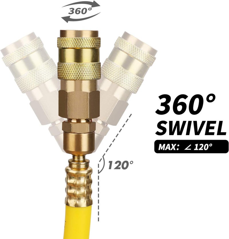 Hromee Air Compressor Hose 3/8 in x 50 ft Hybrid Rubber & PVC Hose with 1/4 in MNPT Swivel End Connector and Quick Universal Industrial Coupler & Plug Kit 300 PSI Yellow - Image 3
