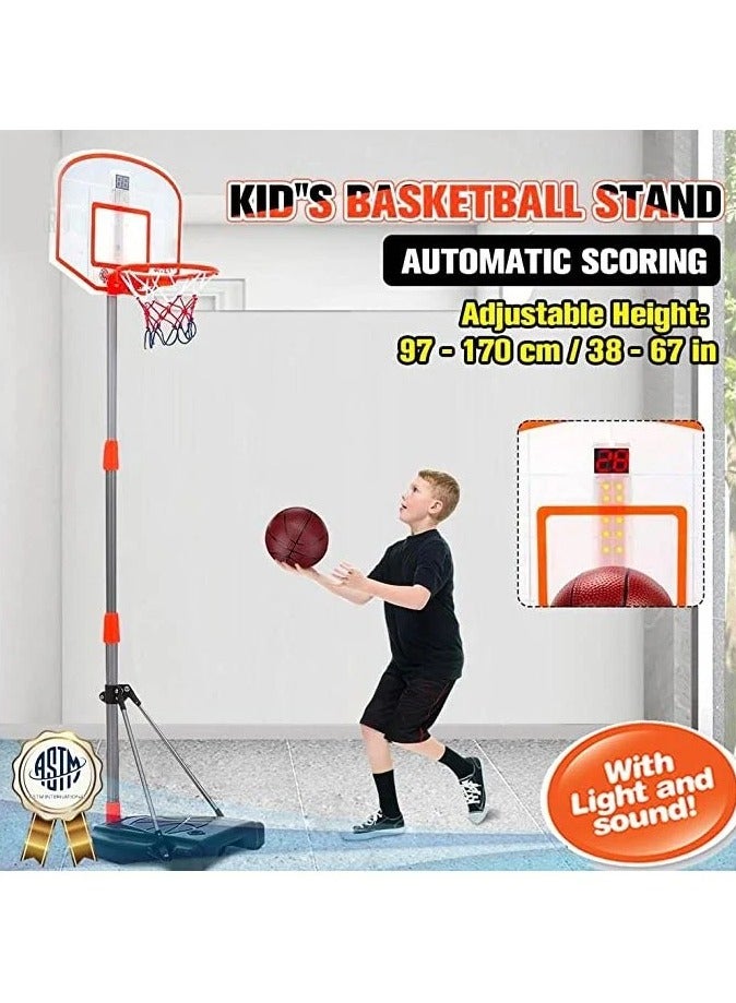 سوبر طوق كرة سلة إلكتروني، قابل للتعديل من 94 إلى 167 سم. - Image 1