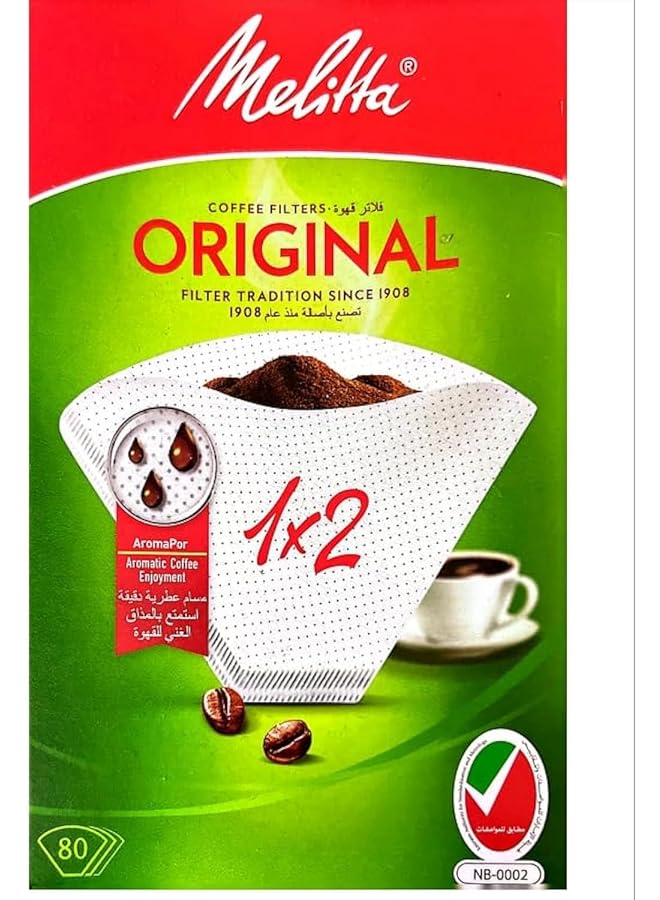 ميليتا فلتر قهوة 1×2 80 فلتر قهوة ابيض اصلي - Image 1