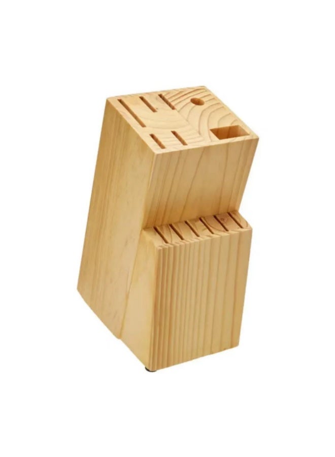 مجموعة سكين مطبخ من الفولاذ المقاوم للصدأ عالي الكربون مكونة من 14 قطعة مع مبراة وكتلة خشب الصنوبر ، أبيض - Image 5