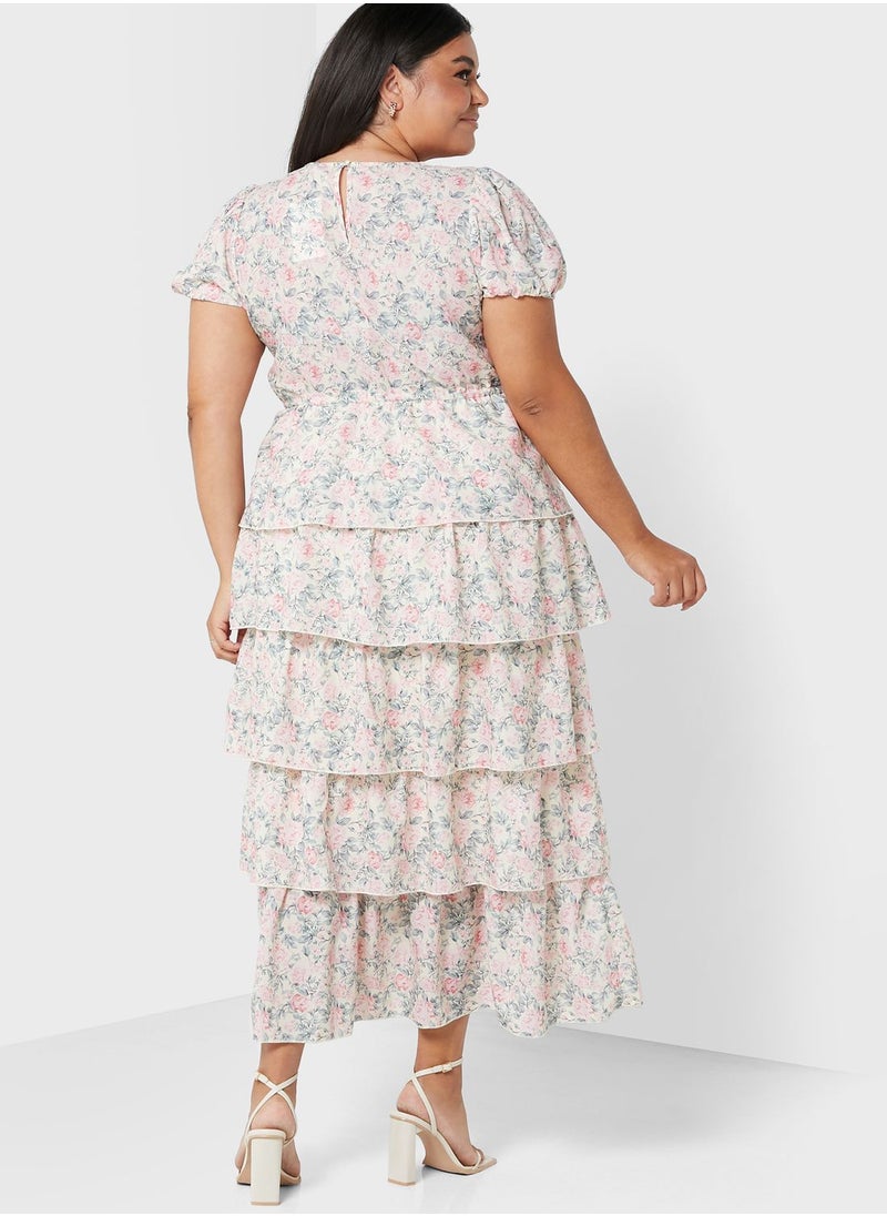 In The Style Curve Floral Tiered Frill Side  - Image 2