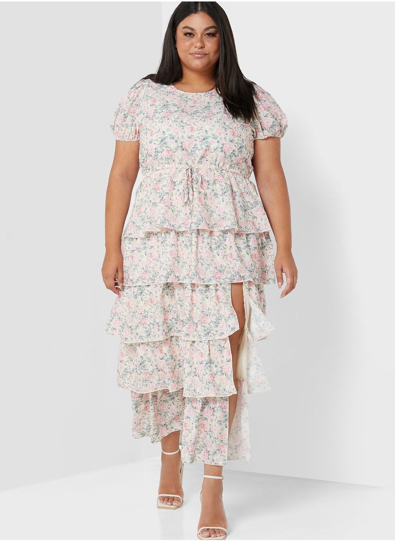 In The Style Curve Floral Tiered Frill Side  - Image 1