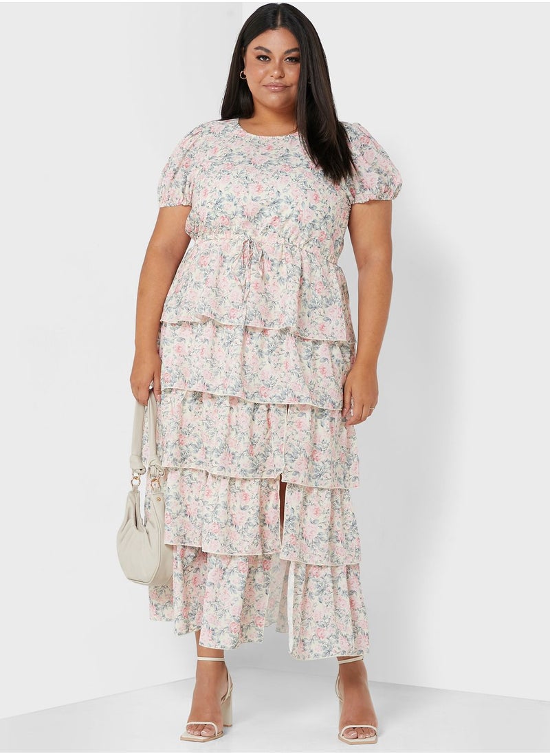 In The Style Curve Floral Tiered Frill Side  - Image 4