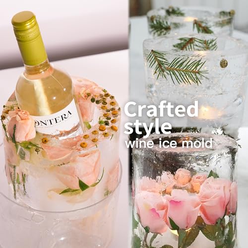 DamonLight Ice Molds, Ice Bucket, Ice Mold Wine Bottle Chiller, DIY Champagne Cocktails Clear Bucket Freezer Chiller, Any Floral or Fruits Decoration for Party, Wedding and Celebration, Beautiful with Creative - Image 4