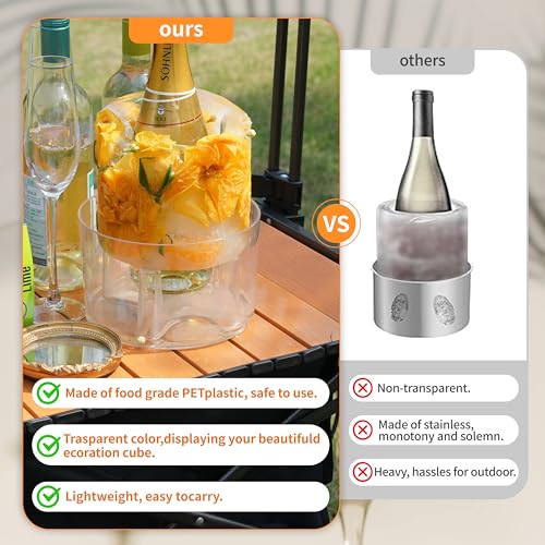 DamonLight Ice Molds, Ice Bucket, Ice Mold Wine Bottle Chiller, DIY Champagne Cocktails Clear Bucket Freezer Chiller, Any Floral or Fruits Decoration for Party, Wedding and Celebration, Beautiful with Creative - Image 2