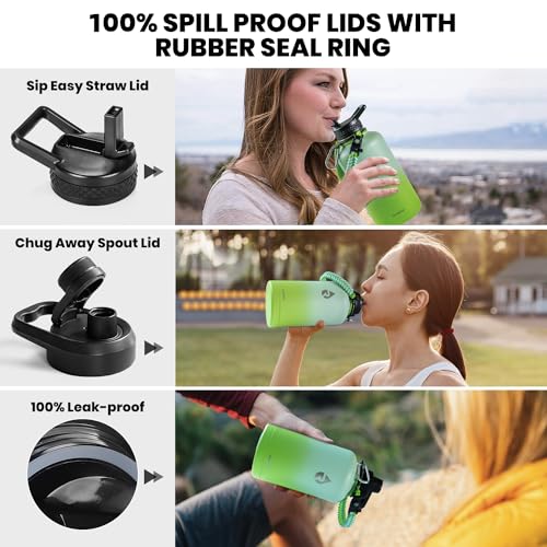 RAYMYLO Insulated Water Bottle 64 oz, Triple Wall Vacuum Stainless Steel (Cold for 48 Hrs), Leak Proof & Non-BPA, Half Gallon Water Flask Jug with Paracord Handle & Straw Spout Lids - Image 3