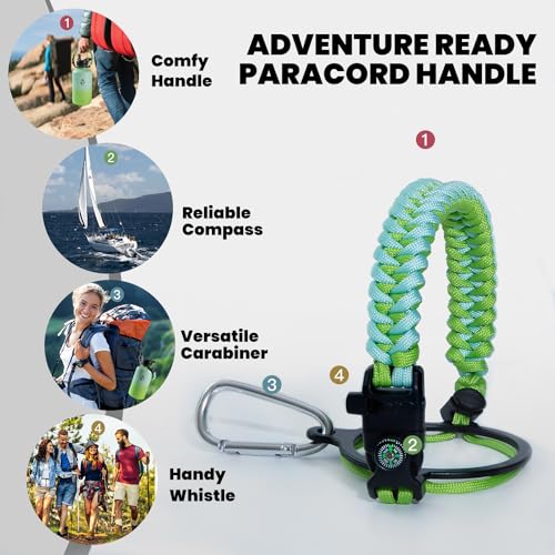 RAYMYLO Insulated Water Bottle 64 oz, Triple Wall Vacuum Stainless Steel (Cold for 48 Hrs), Leak Proof & Non-BPA, Half Gallon Water Flask Jug with Paracord Handle & Straw Spout Lids - Image 4