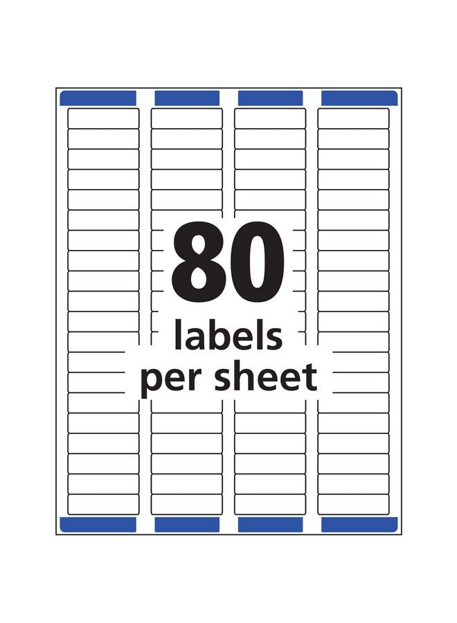 افيري ملصقات عناوين الإرجاع القابلة للطباعة مع Sure Feed، 0.5 بوصة × 1.75 بوصة، بيضاء، 8000 ملصق بريد فارغ (05167) - Image 4