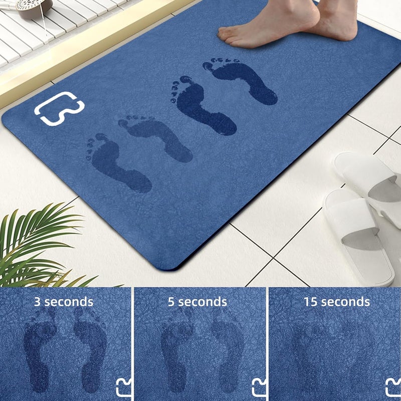 Diatomaceous Earth Bath mat Bathtub mat Fast Drying Non-Slip Shower Mat Bath Stone Mat Super Absorbent Bathroom Floor Mat, Machine Washable, Rectangle (19.6" x 31.4", Navy Blue) - Image 3