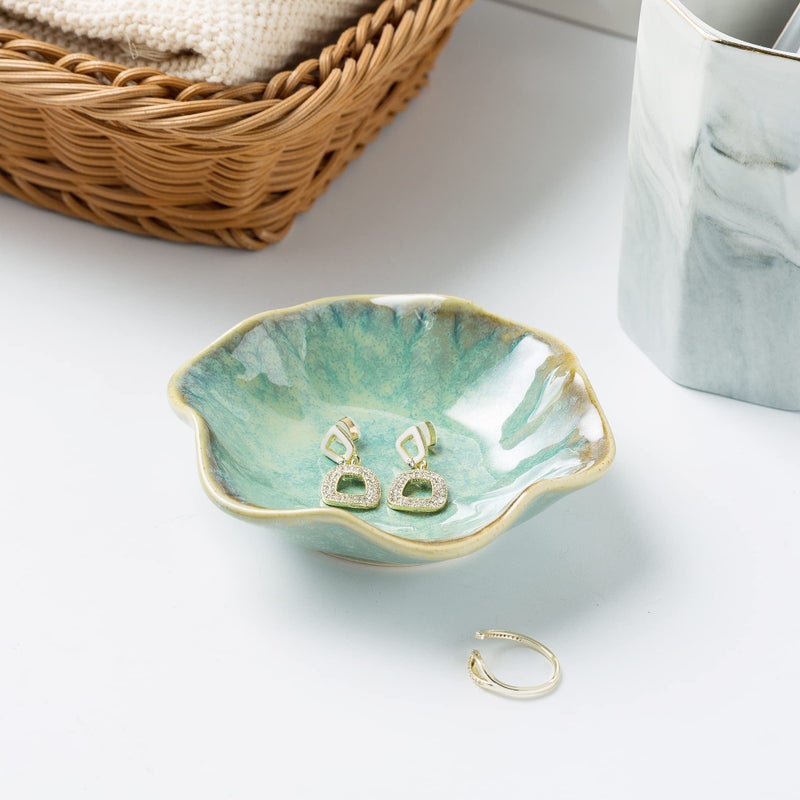 BEUNAIZER Jewelry Dish Tray, Ring Dish, Ceramic Trinket Tray, Key Bowl, Decorative Plate, for Friends Sisters Daughter Mother (Emerald Green) - Image 5