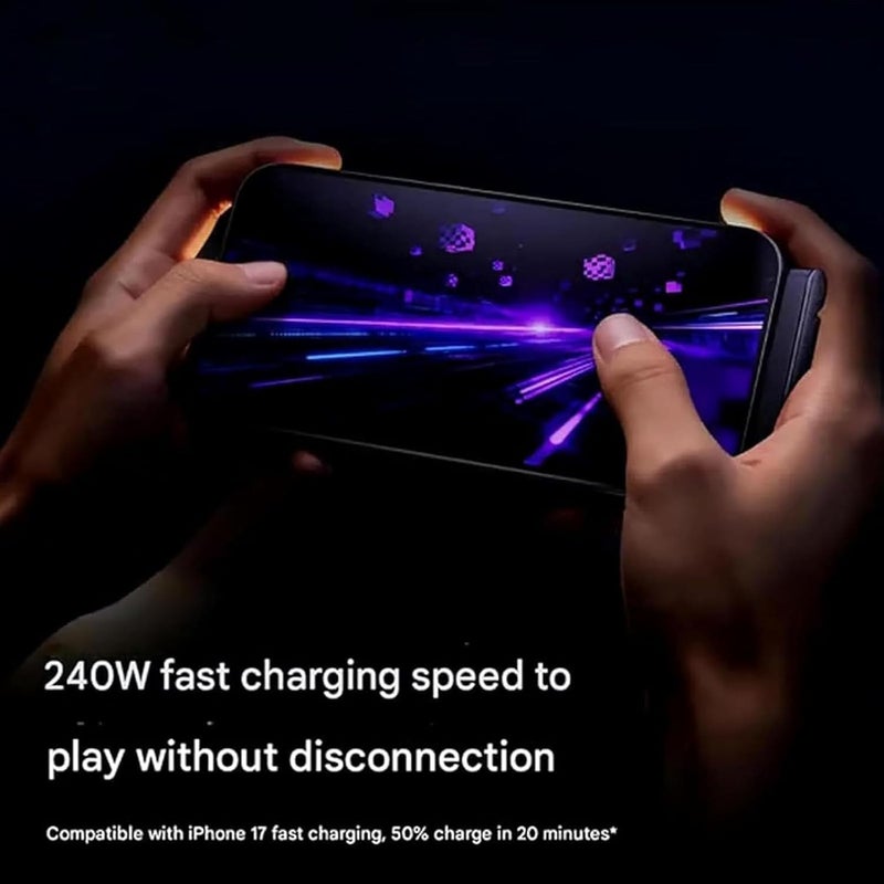 240W Foldable Braided Fast Charging Cable with Built-in Phone Holder for Smartphones and Tablets - Image 4