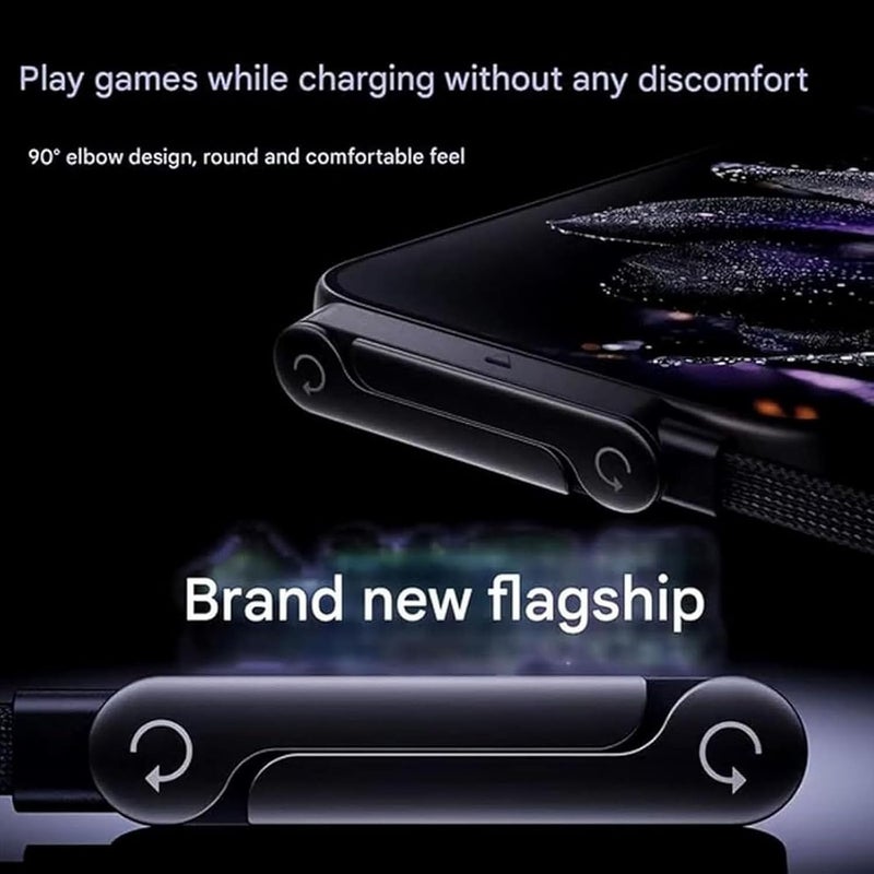 240W Foldable Braided Fast Charging Cable with Built-in Phone Holder for Smartphones and Tablets - Image 3