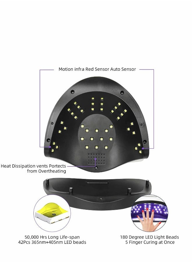 Generic - 120W Gel Nail Lamp LED UV Nail Dryer, for Gel Polish Curing with 4 Time Setting, Faster Portable Nail Curing Machine for Hands and Feet of All Gel Polish, Auto Sensor Lamp for Home and Salon - Image 1