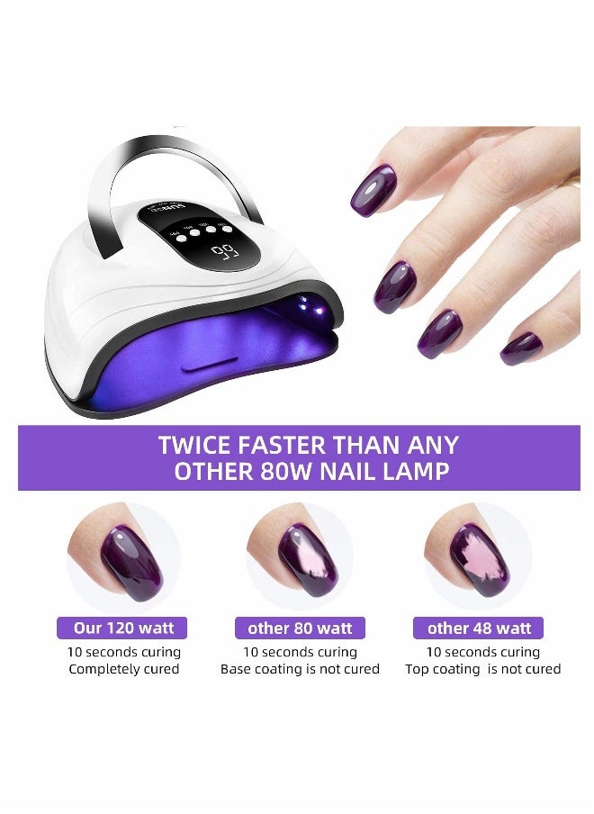 Generic - 120W Gel Nail Lamp LED UV Nail Dryer, for Gel Polish Curing with 4 Time Setting, Faster Portable Nail Curing Machine for Hands and Feet of All Gel Polish, Auto Sensor Lamp for Home and Salon - Image 1