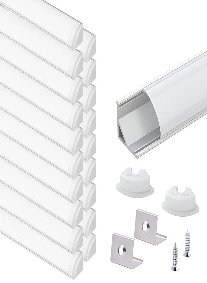 VST 20pack 3.3ft LED Channel, V Shape Led Diffuser Channel, LED Aluminum Channel System with Milky Cover, End Caps and Mounting Clips, Aluminum Profile for LED Strip Light Very Easy Installation - Image 1