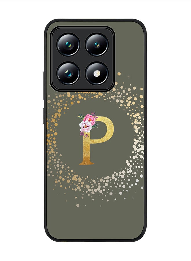 Stylizedd For Xiaomi 14T pro Case,Slim fit Camera Protection, Shockproof Thin Phone cover - Custom Monogram Floral - P (Olive Green ) - Image 1