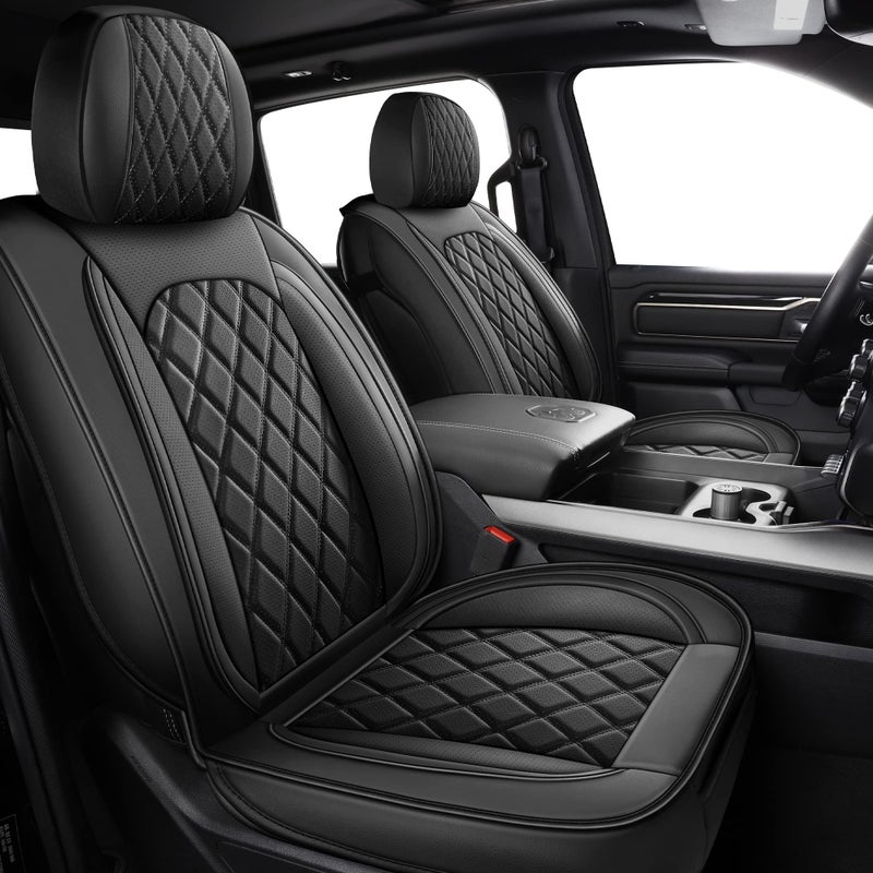 MIROZO Truck Seat Cover for Dodge Ram Waterproof Ram Seat Cover Compatible with 20092025 RAM 1500 2500 3500 Truck Pickup Crew Quad Cab with Split Bench 4060BlackFull Set Curved Back