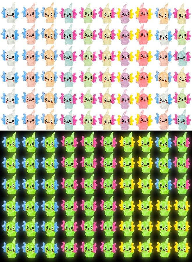 Hoemwarm 120 Pcs Mini Luminous Axolotl Resin Charms Bulk 8 Colors Tiny Luminous Axolotl Resin Figurine Toy Charms Small Ornament Figurine Decoration for Home Garden Landscape DIY Ornament - Image 1