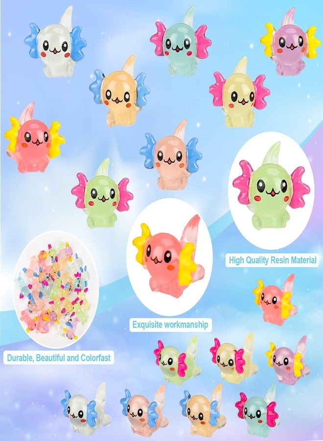Hoemwarm 120 Pcs Mini Luminous Axolotl Resin Charms Bulk 8 Colors Tiny Luminous Axolotl Resin Figurine Toy Charms Small Ornament Figurine Decoration for Home Garden Landscape DIY Ornament - Image 5