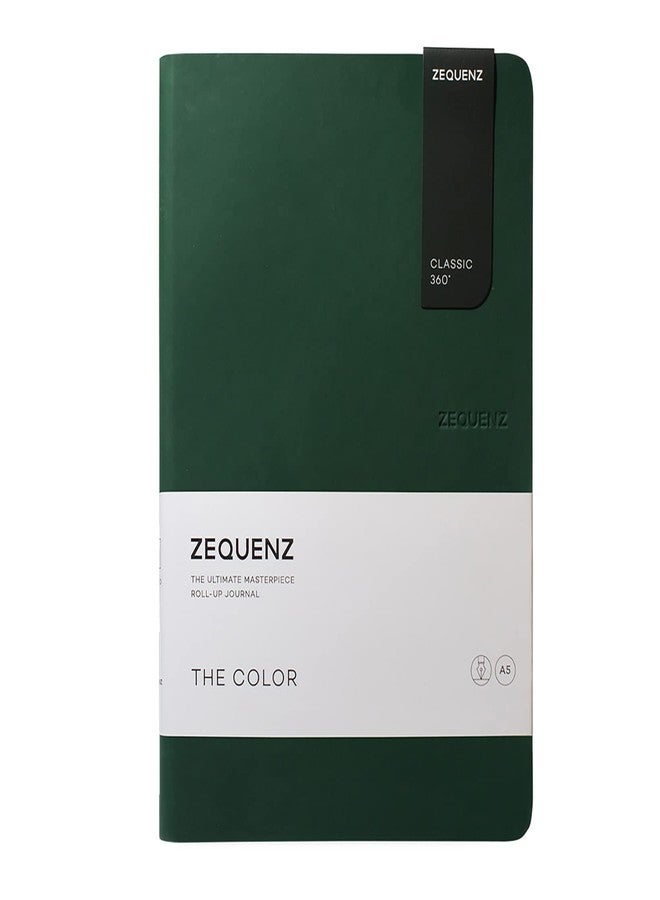 Zequenz A5 Size Emerald Green Slim Notebook Squared Acid Free Paper 200 Pages 80GSM 360 Degree Flexibility 100% Handmade Fountain Pen Friendly Color Series Bookmark Included - Image 1