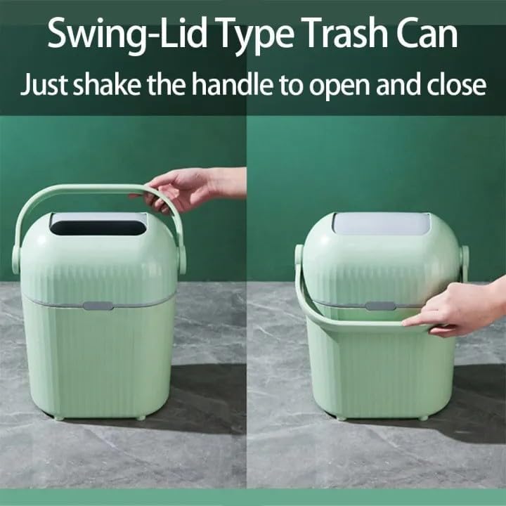 PIKFOS PIKFOS Compost Bin, 2.5 Gallon Hanging Trash Can with Lid, Kitchen Cabinet Door Under Sink Plastic Garbage Can Wall Mounted Slide Open || Pack of 1  - Image 3