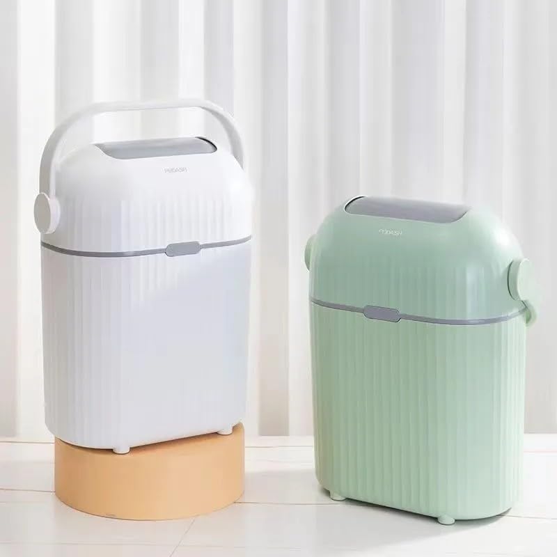 PIKFOS PIKFOS Compost Bin, 2.5 Gallon Hanging Trash Can with Lid, Kitchen Cabinet Door Under Sink Plastic Garbage Can Wall Mounted Slide Open || Pack of 1  - Image 1