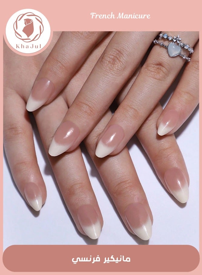 خاجول 24 قطعة أظافر أظافر صناعية لوزية متوسطة الحجم لامعة لامعة بألوان مختلطة أظافر أكريليك عارية طبيعية صناعية طبيعية أظافر صناعية مزيفة غراء أظافر لاصقة أظافر سيدات فن تزيين الأظافر - Image 1