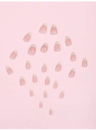 24-Piece French Tips Press on Nails Medium Almond Fake Nails Glossy Ombre Acrylic Nails Nude Nature Artificial False Nails Glue on Nails for Women Manicure Nails Decoration - view 3