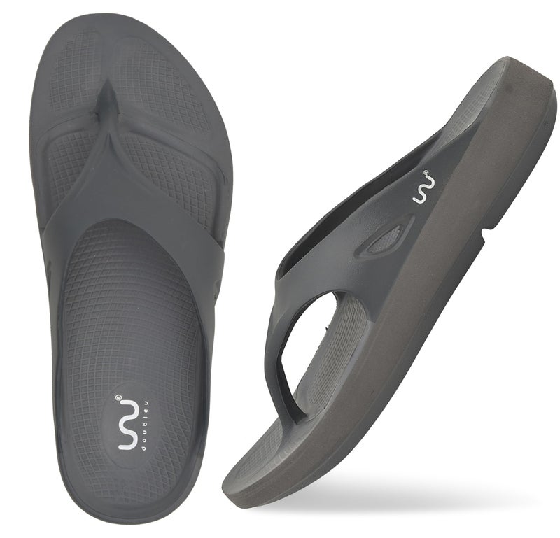 doubleu Recovery Slipper|Soft Doctor Anti-Skid Slipper for Men|Painted Classic|Slides, Flip-Flops, Chappals (10,Carbon+Carbon) - Image 2