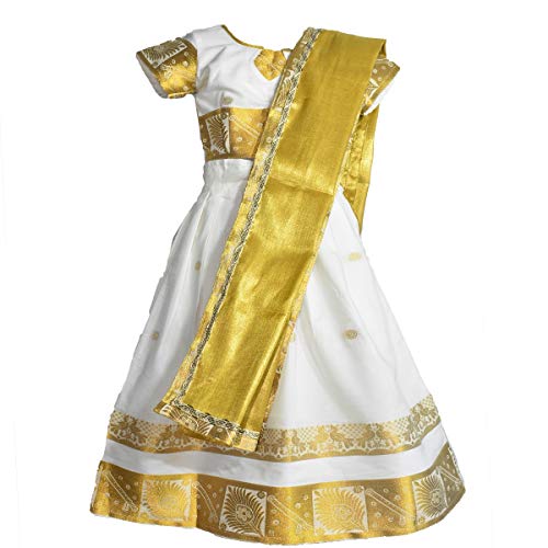 AMIRTHA FASHION Girls Traditional Lehenga Choli RUDHURA KERALA HALF SAREE WITH WAIST BELT (4-5 Years_AMFRHSK5_24) - Image 5