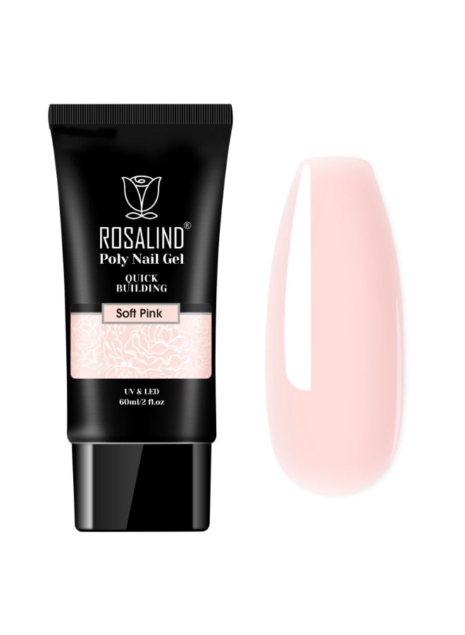 ROSALIND Soft Pink Poly Nail Gel 2 oz Poly Extension Gel for Nail Art Nail Thickening Extension Easy to DIY Pink Nails Enhancement Need UV LampUpdate Version - Image 3