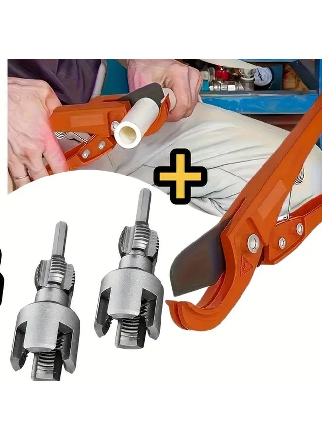 4 Pcs Heavy Duty PPR PVC Pipe Cutter Repair Tool Kit With Drill Guide Threading - Image 3