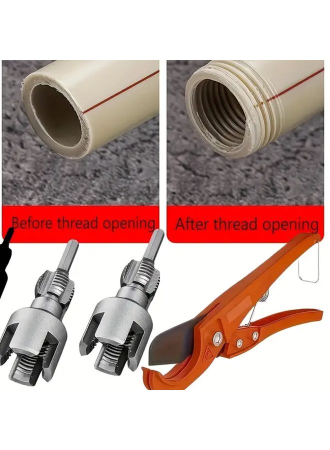 4 Pcs Heavy Duty PPR PVC Pipe Cutter Repair Tool Kit With Drill Guide Threading - Image 4