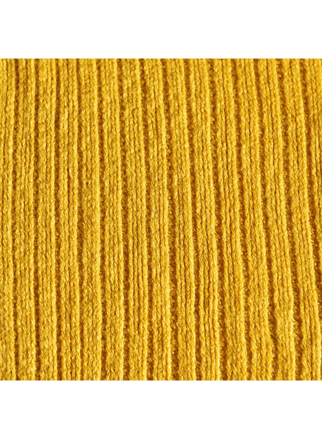 Soft Yellow Polyester Blanket with Tassel Design, 125x150cm - Image 3
