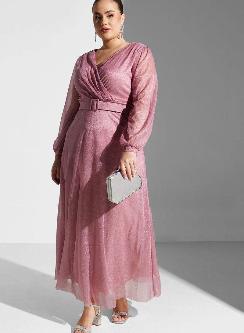 Khizana Belted Chiffon Dress - Image 1