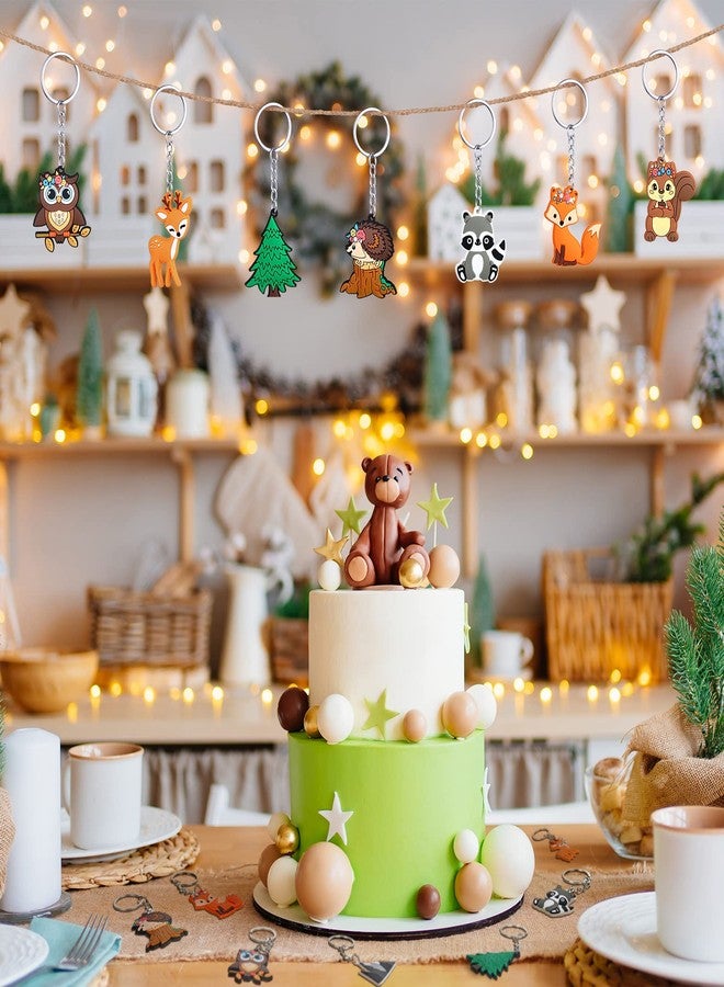 جيديف مجموعة جاديف من 36 قطعة من هدايا حفلات استقبال المولود الجديد بتصميم حيوانات الغابة، سلاسل مفاتيح مزينة برسومات حيوانات الغابة، مثالية لتزيين حفلات المدارس والكرنفالات، ولوازم أعياد ميلاد الأطفال. - Image 4