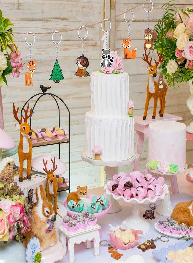 جيديف مجموعة جاديف من 36 قطعة من هدايا حفلات استقبال المولود الجديد بتصميم حيوانات الغابة، سلاسل مفاتيح مزينة برسومات حيوانات الغابة، مثالية لتزيين حفلات المدارس والكرنفالات، ولوازم أعياد ميلاد الأطفال. - Image 2