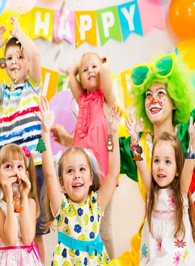 جيديف مجموعة جاديف من 36 قطعة من هدايا حفلات استقبال المولود الجديد بتصميم حيوانات الغابة، سلاسل مفاتيح مزينة برسومات حيوانات الغابة، مثالية لتزيين حفلات المدارس والكرنفالات، ولوازم أعياد ميلاد الأطفال. - Image 5