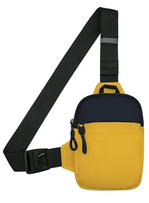 Small Shoulder Bag Waterproof Crossbody Waist Bag Wallet Chest Bag with Adjustable Shoulder Strap Suitable for Travel Sports Camping (Yellow)
