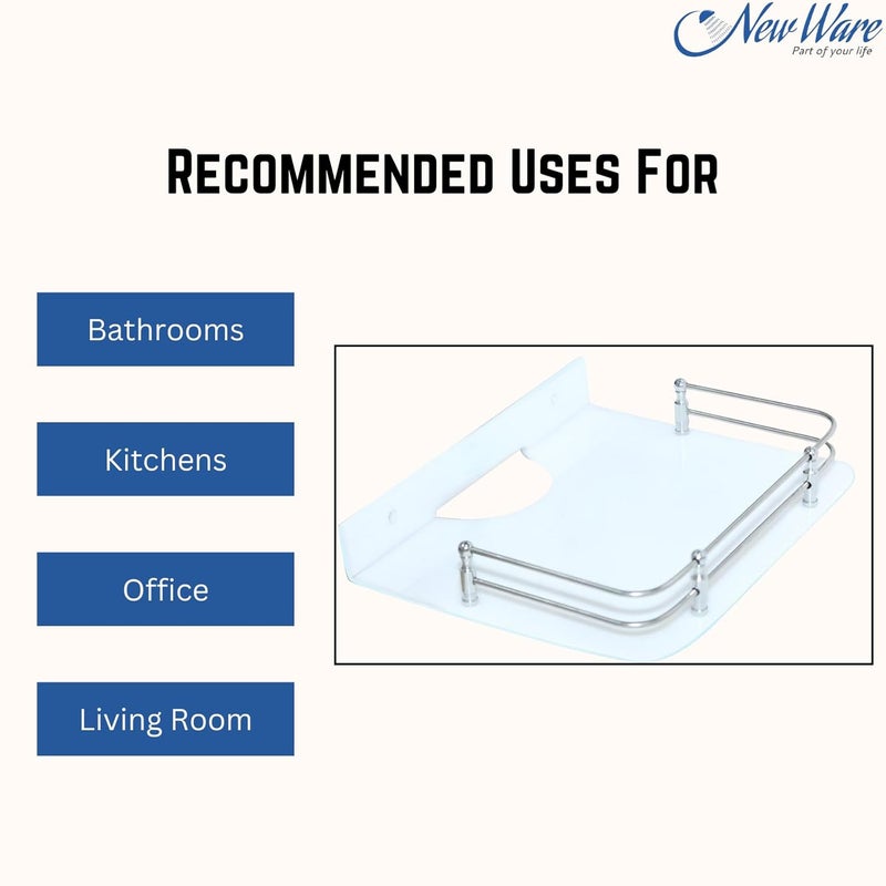 New Ware Acrylic Wall mount floating Glass Tempered Shelf Storage Stand For TV WIFI Router Settop box Holder Wall Bracket Home Office Installation Settop Box Rack Tray Sturdy Wall Shelve 1110 - Image 3