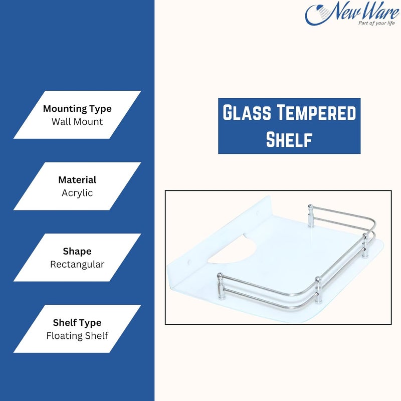 New Ware Acrylic Wall mount floating Glass Tempered Shelf Storage Stand For TV WIFI Router Settop box Holder Wall Bracket Home Office Installation Settop Box Rack Tray Sturdy Wall Shelve 1110 - Image 5