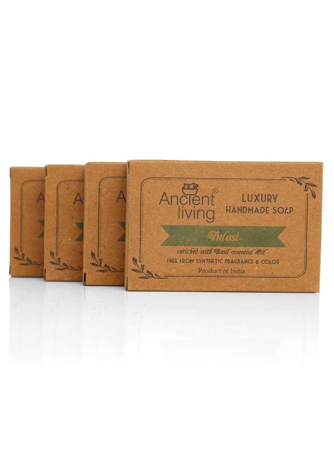 إنشنت ليفنج صابون "أنشنت ليفينغ" (Ancient Living) بخلاصة التولاسي - عبوة من 4 قطع (100 جم) | للرجال والنساء | تنظيف عميق | لجميع أنواع البشرة - Image 1