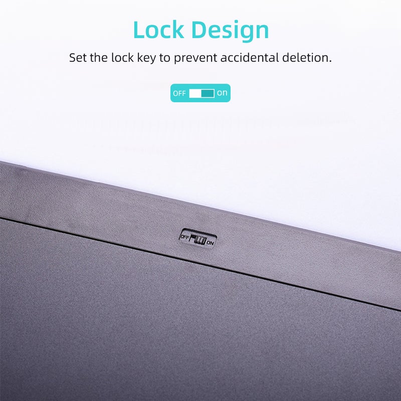 12 Inch LCD Writing Tablet Electronic Digital Drawing Board Erasable Writing Pad Single Color Screen One-Click Erase with Lock Button Gift for Children Adults Home Office School - Image 5