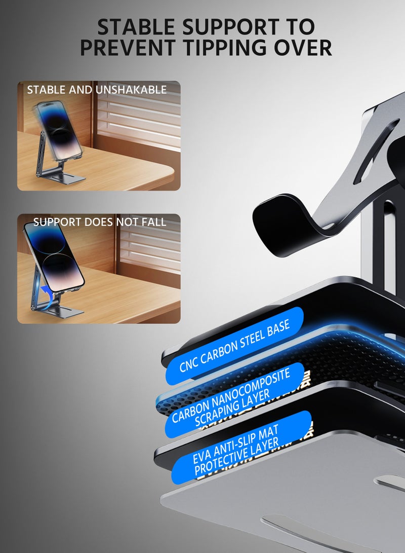 Phone Stand Aluminum Mobile Stand Adjustable Mobile Holder Foldable Phone holder, Desktop iPhone Stand Compatible With All Mobile Phone  - Image 4