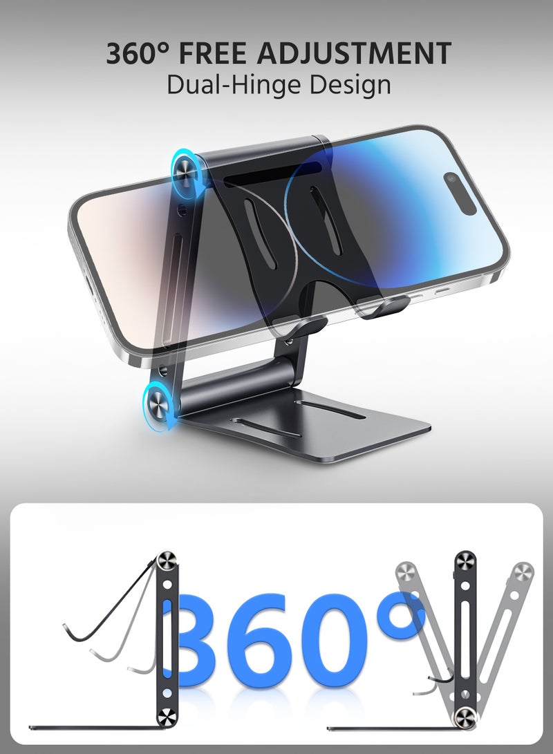 Phone Stand Aluminum Mobile Stand Adjustable Mobile Holder Foldable Phone holder, Desktop iPhone Stand Compatible With All Mobile Phone  - Image 2