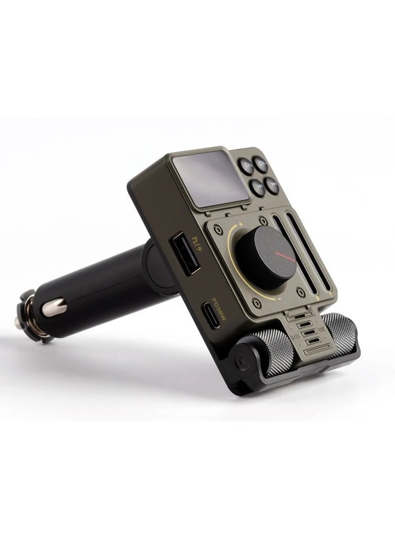 Adventure FM Transmitter PD 30W / Music Player for Car / FM Bluetooth Transmitter / Fast Charge Support / USB Max Capacity: 32GB - Green - Image 1