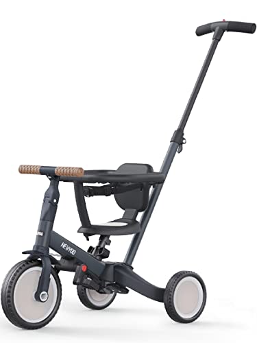 newyoo TR008 Tricycle for Toddlers 13 5 in 1 Baby Balance Bike Christmas and Birthday Gift for Boy and Girl Toddler Bike with Parent Push Handle  Safety Guard Dark Gray TR008 - Image 1