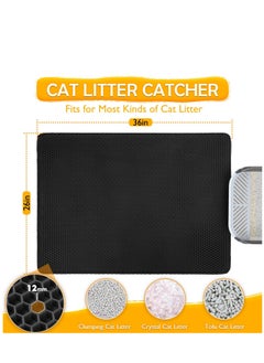 SYOSI Cat Litter Mat, Small Litter Box Mat Litter Trapping Mat with Honeycomb Double Layer Design Waterproof Easy to Clean Black  - Image 2
