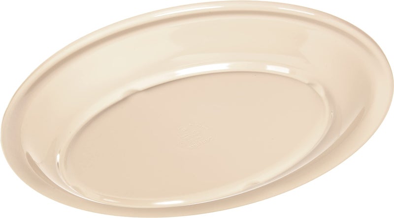 Carlisle FoodService Carlisle FoodService Products Kingline Plastic Oval Platter Oval Tray for Home and Restaurant  Melamine  12 x 9 Inches  Tan  (Pack of 12)  - Image 2